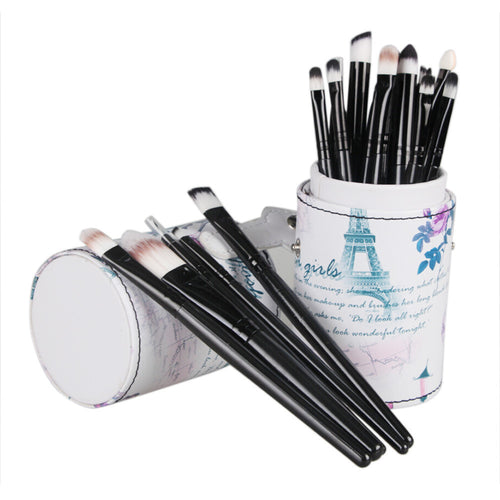 20pc Makeup Brushes Cosmetic Set Eyeshadow Brush Eyeliner Blusher Cosmetic Tools+ Leather Cup Holder Case