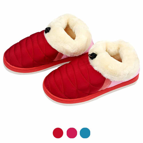 3 Colors Women Soft Warm Indoor Cotton Waterproof Home Anti-slip Shoes& Top