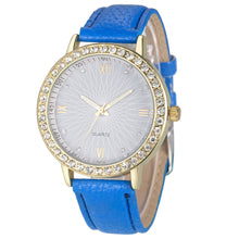 8 Colors Geneva Fashion Diamond Analog Leather Quartz Wrist Watch Women Montre femme