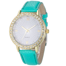 8 Colors Geneva Fashion Diamond Analog Leather Quartz Wrist Watch Women Montre femme