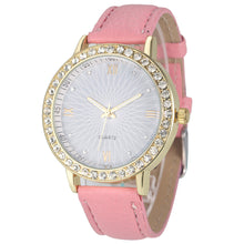 8 Colors Geneva Fashion Diamond Analog Leather Quartz Wrist Watch Women Montre femme