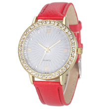 8 Colors Geneva Fashion Diamond Analog Leather Quartz Wrist Watch Women Montre femme