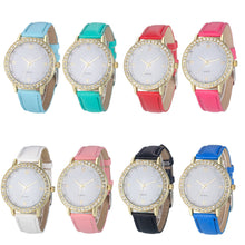 8 Colors Geneva Fashion Diamond Analog Leather Quartz Wrist Watch Women Montre femme