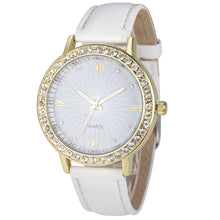 8 Colors Geneva Fashion Diamond Analog Leather Quartz Wrist Watch Women Montre femme
