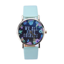 ing Women Leisure Fashion Collocation Letters Leather Wrist Watch Flower Print Analog Quartz Watch Tables