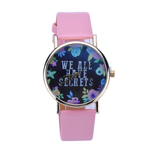 ing Women Leisure Fashion Collocation Letters Leather Wrist Watch Flower Print Analog Quartz Watch Tables