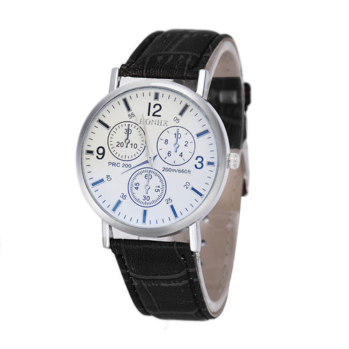 Blu-Ray Business Quartz Watches Men Luxury Crocodile Faux Leather Analog Manly Charm Wristwatches