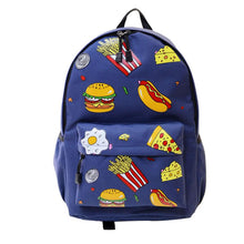 Cute Design Fashion Unisex Double-Shoulder Canvas Hamburger Backpack Schoolbag Mujer Mochila Escolar Feminina Fast