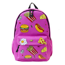 Cute Design Fashion Unisex Double-Shoulder Canvas Hamburger Backpack Schoolbag Mujer Mochila Escolar Feminina Fast