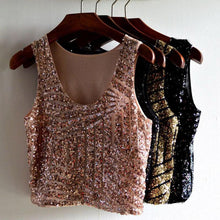 Fashion Sequined Tank Top Women VTops Shirts Sleeveless Style Tank Tops