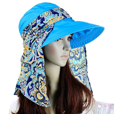 Fashion Women Lady Folding UV Protection Roll Up Wide-Brimmed Hat Multifunction Beach Sun Hat