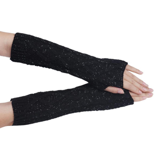Fashion Women Warm Knitted Fingerless Long Gloves Mitten Hand Arm Warmer Glove 5 Colors