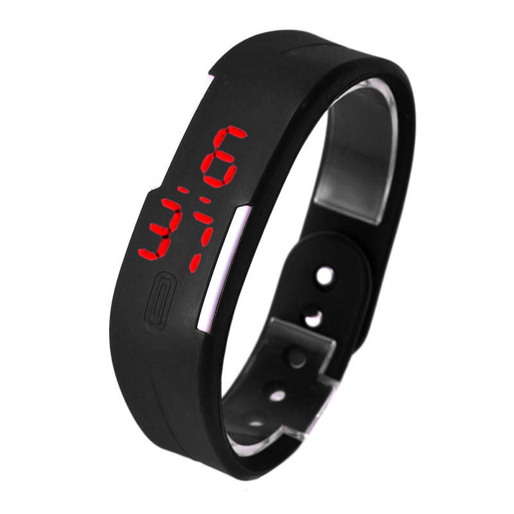 Womens Rubber Red LED Watch Date Sports Bracelet Digital Wrist Waatch&