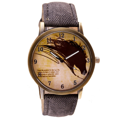 Women Men Retro Clock Wolf WristWatch Cowboy Leather Band Analog Quartz Watch