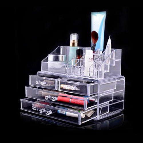 Makeup Cosmetics Jewelry Organizer Clear 3 Drawers Lipstick Box Storage