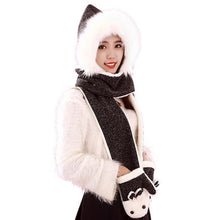 Arival Warm And Adult Rabbit Hat Scarf Gloves Three-Piece Femme Warm