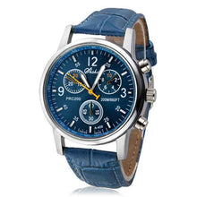 Luxury Fashion Leather Mens Analog Watch Watches Blue &
