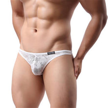 Men Lace T-back Briefs Translucent Triangle Breathable Underpants Sexy Underwear