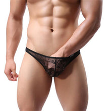 Men Lace T-back Briefs Translucent Triangle Breathable Underpants Sexy Underwear