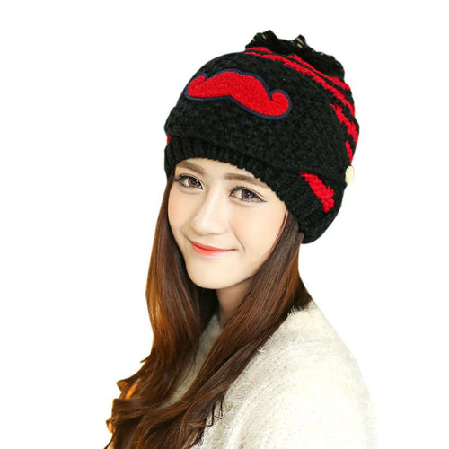 Cute gorro invierno Beard Hat For Women Fashion Beanies with Mouth Mask Hat Knit Cap Face Warm Ear Cap