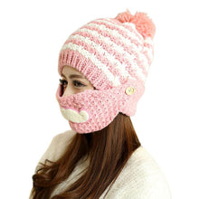 Cute gorro invierno Beard Hat For Women Fashion Beanies with Mouth Mask Hat Knit Cap Face Warm Ear Cap