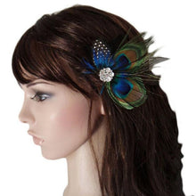 Peacock Feather Sparkling Rhinestones Bridal Wedding Hair Clip Head Accessory