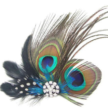 Peacock Feather Sparkling Rhinestones Bridal Wedding Hair Clip Head Accessory