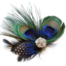 Peacock Feather Sparkling Rhinestones Bridal Wedding Hair Clip Head Accessory