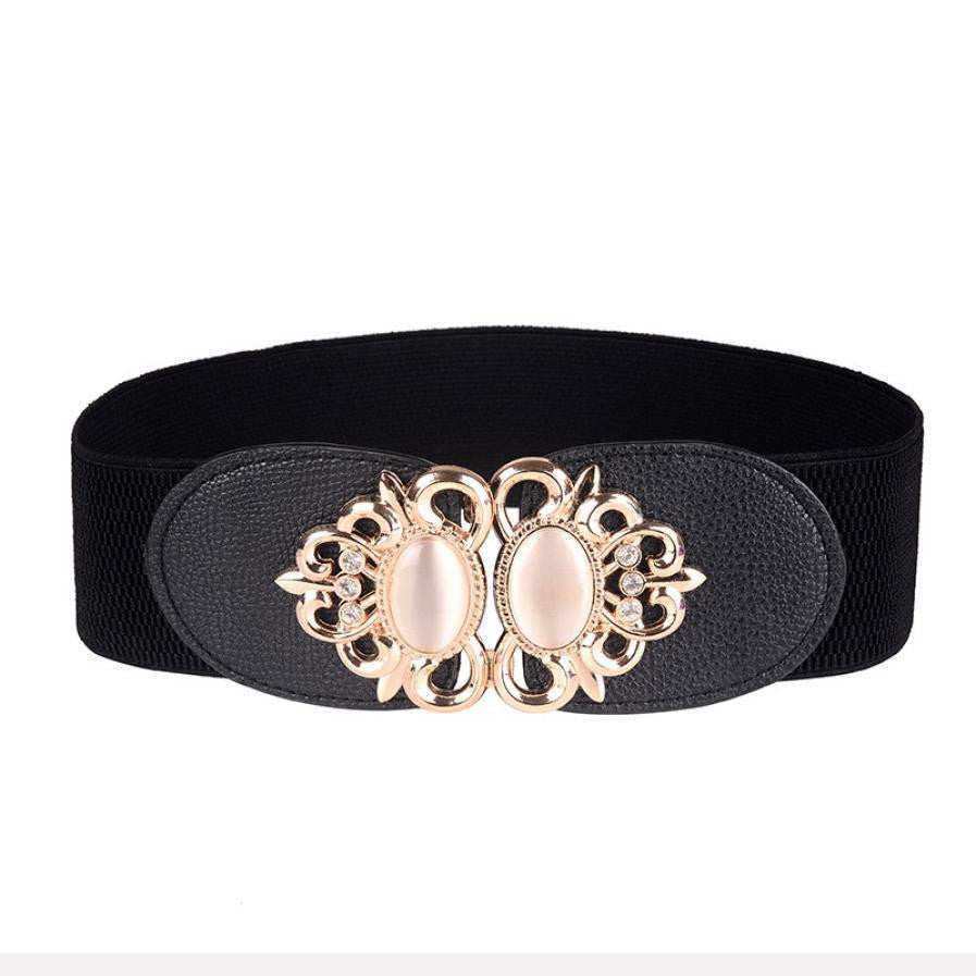 Retro Stretch Wide Elastic Belt Women Fashion Lady Gem Decorations Set Dress Adornment For Women