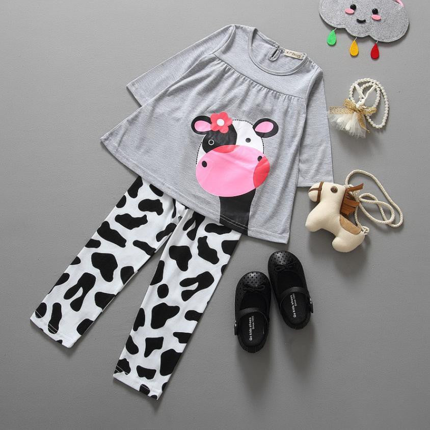 Toddler Kids Baby Girls Outfits Clothes T-shirt Tops Dress+Pants 2pc Set
