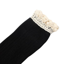 Women Clothing Women Crochet Lace Trim Cotton Knit Footed Leg Boot Knee High Stocking