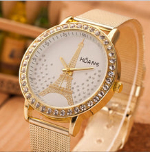 Women Crystal Tower Gold Stainless Steel Mesh Band Ladies Wrist Watch Watches&