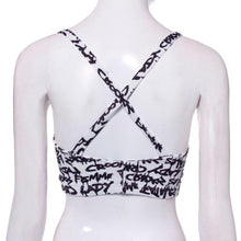 Women Sexy Backless Halter Letter Printed Tops Padded Strapless Crop Top Bra Cami Bralette Tank Tops Shirt