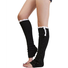 Women's Crochet Knitted Stocking Footless Leg Warmers Boot Lace Trim Thigh High Fast Shipping