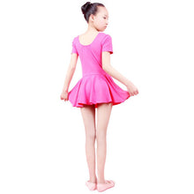 kid-girls-short-sleeve-leotard-gymnastics-cotton-ballet-dance-dress-dancewear BBL