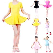 kid-girls-short-sleeve-leotard-gymnastics-cotton-ballet-dance-dress-dancewear BBL