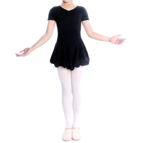 kid-girls-short-sleeve-leotard-gymnastics-cotton-ballet-dance-dress-dancewear BBL