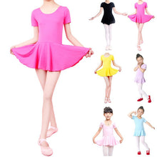kid-girls-short-sleeve-leotard-gymnastics-cotton-ballet-dance-dress-dancewear BBL