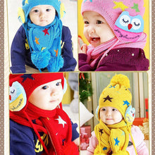 kids-boys-girls-crochet-warm-beanie-five-pointed-star-baby-earflap-hat-scarf-cap-2pcs BBL