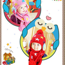 kids-boys-girls-crochet-warm-beanie-five-pointed-star-baby-earflap-hat-scarf-cap-2pcs BBL