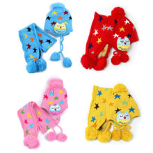 kids-boys-girls-crochet-warm-beanie-five-pointed-star-baby-earflap-hat-scarf-cap-2pcs BBL