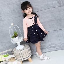 kids-girl-princess-dress-floral-long-sleeve-fake-two-piece-dots-cotton-dress-girls-clothes-2-4years BBL