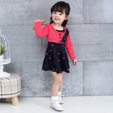 kids-girl-princess-dress-floral-long-sleeve-fake-two-piece-dots-cotton-dress-girls-clothes-2-4years BBL