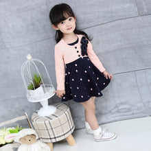 kids-girl-princess-dress-floral-long-sleeve-fake-two-piece-dots-cotton-dress-girls-clothes-2-4years BBL