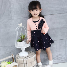 kids-girl-princess-dress-floral-long-sleeve-fake-two-piece-dots-cotton-dress-girls-clothes-2-4years BBL