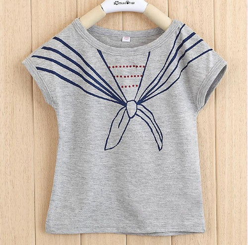 kids-girls-children-t-shirts-tops-tie-print-navy-pattern-short-sleeve-t-shirts-clothes-1-5years BBL