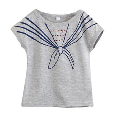 kids-girls-children-t-shirts-tops-tie-print-navy-pattern-short-sleeve-t-shirts-clothes-1-5years BBL
