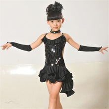 kids-girls-latin-sets-salsa-tango-sequin-party-dance-dress-skirt-outfits-sz-5-9y BBL