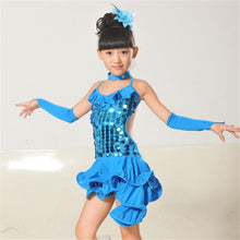 kids-girls-latin-sets-salsa-tango-sequin-party-dance-dress-skirt-outfits-sz-5-9y BBL