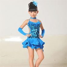 kids-girls-latin-sets-salsa-tango-sequin-party-dance-dress-skirt-outfits-sz-5-9y BBL